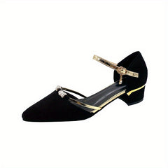Rhinestone Point Toe Ankle Strap Heels