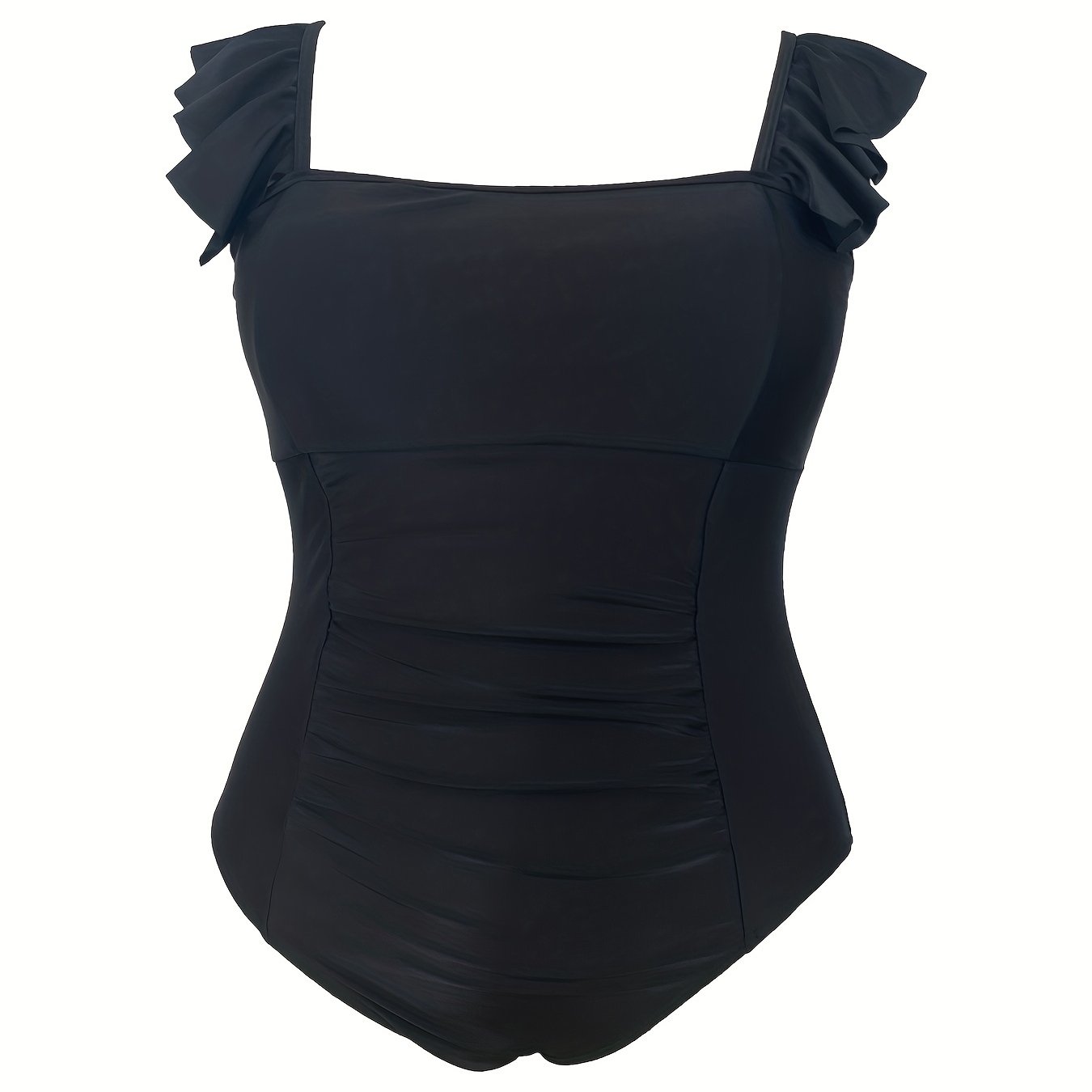 Swimsuit Women's Ruffle Trim Square Neck One Piece Swimsuit