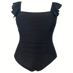 Swimsuit Women's Ruffle Trim Square Neck One Piece Swimsuit