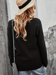 Solid Long Sleeve Sweater Women's Criss Cross V Neck Jumper