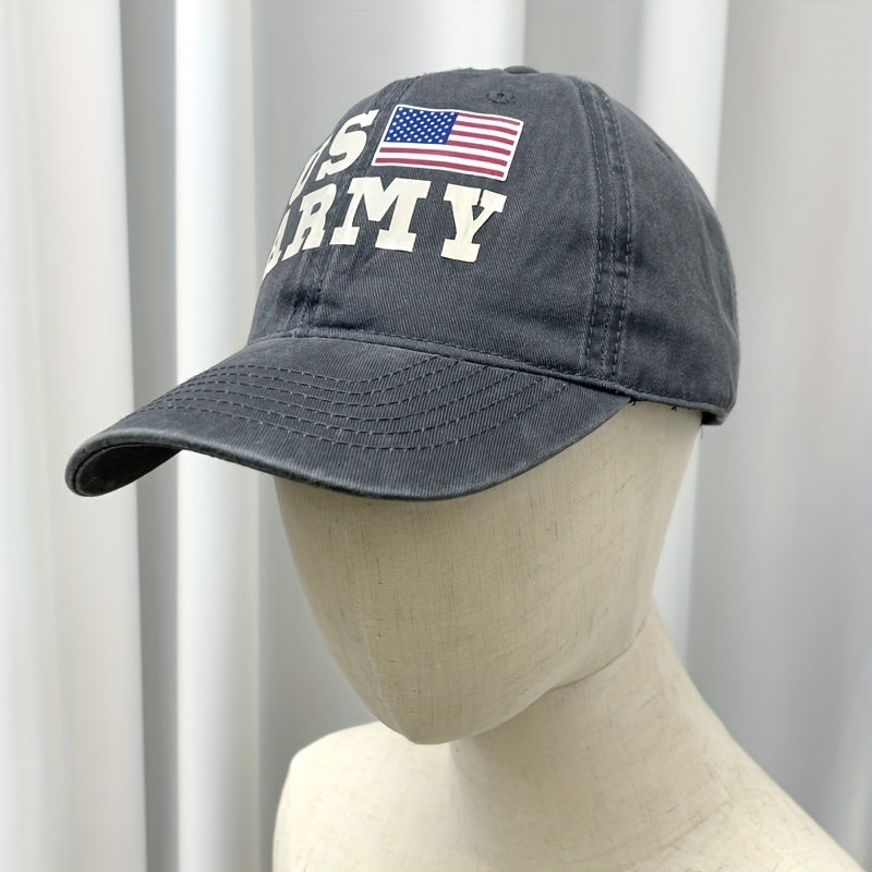American Flag Embroidery Baseball Cap Gray Washed Distressed Dad Hats