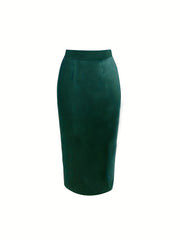 Button Front Shirt & Pencil Skirt Set Women's Outfit
