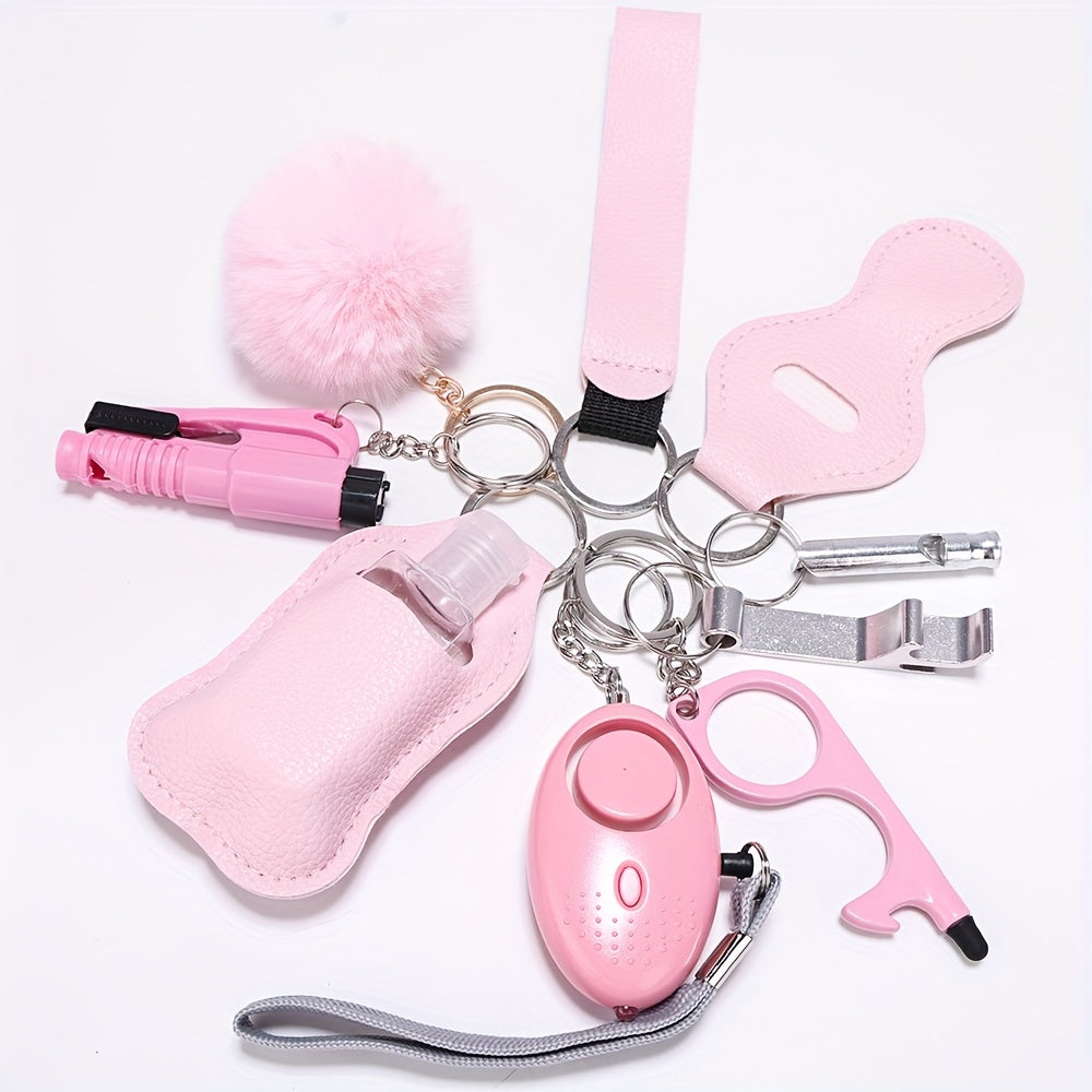 9pcs Women's Safety Keychain Set with Personal Alarm Window Breaker Accessories