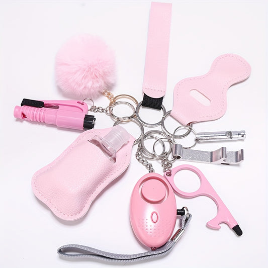 9pcs Women's Safety Keychain Set with Personal Alarm Window Breaker Accessories