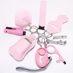 9pcs Women's Safety Keychain Set with Personal Alarm Window Breaker Accessories