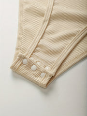 Lantern Sleeve Slim Bodysuit Casual Bodysuit