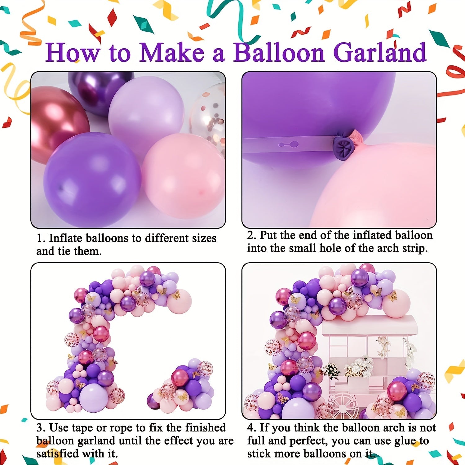 Pink and Purple Balloon Garland Kit Butterfly Baby Shower Decorations