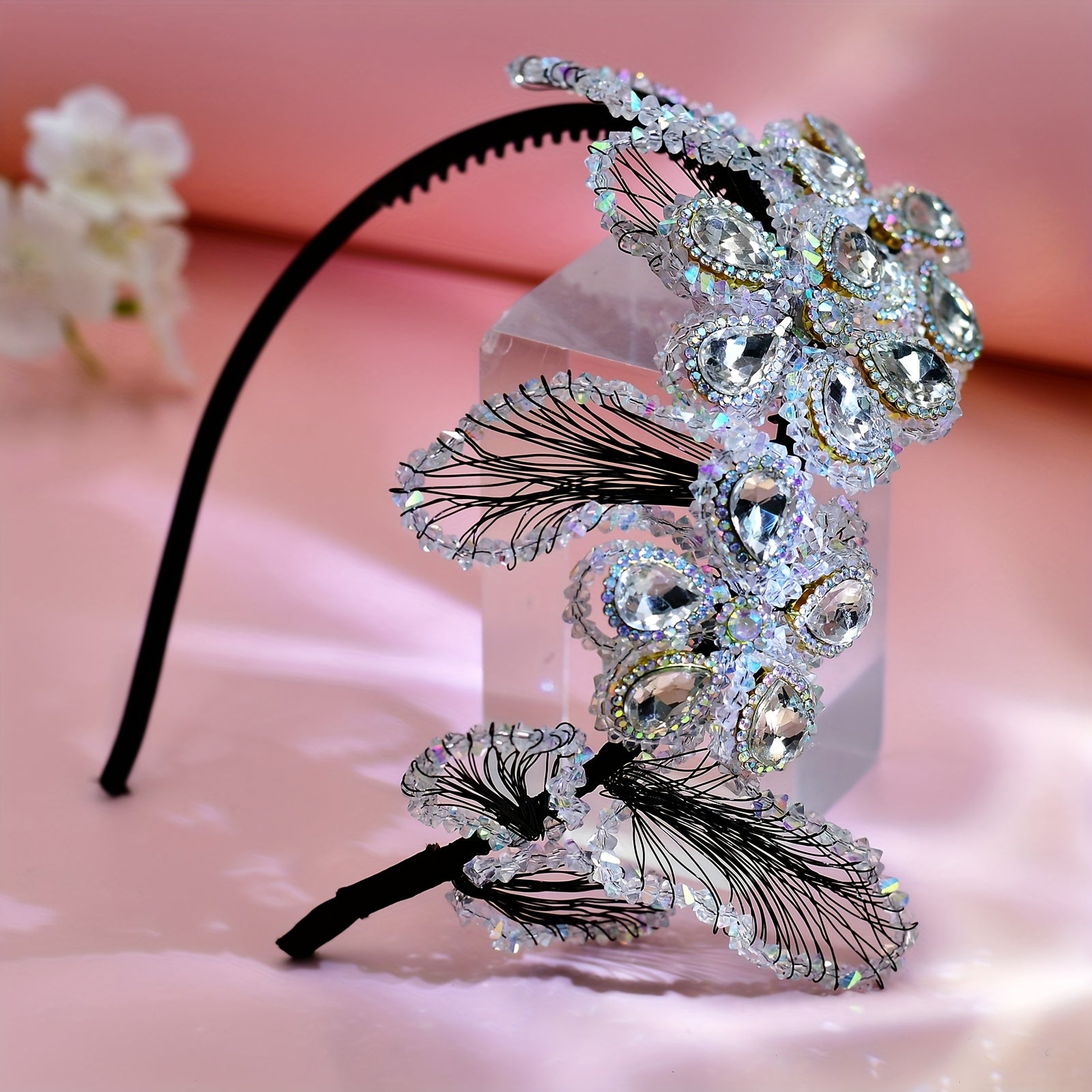 Vintage Floral Bridal Headpiece with Crystals