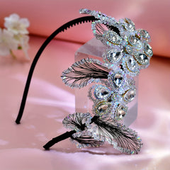Vintage Floral Bridal Headpiece with Crystals