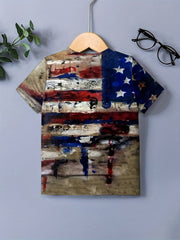 Boy's Vintage American Flag Graphic T-shirt Outdoor Tee