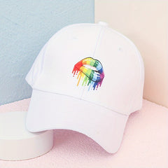 LGBT Rainbow Lip Baseball Cap Gay Pride Unisex Dad Hat Adjustable Sun Hats