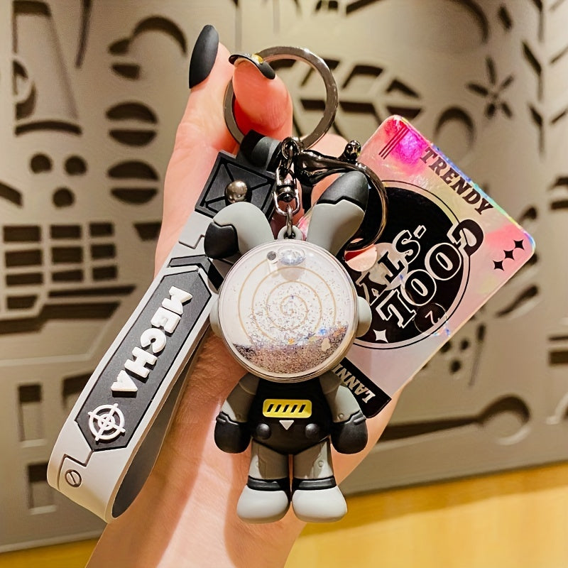 Cartoon Rotating Punk Rabbit Car Key Chain School Bag Pendant