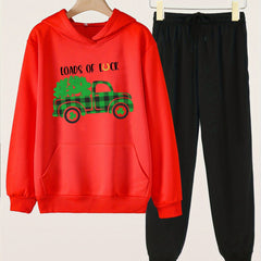Girls Long Sleeve Hoodies Jogger Pants Set for Spring Fall