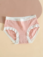 5pcs Colorblock Textured Briefs Soft Intimates Panties Women's Lingerie