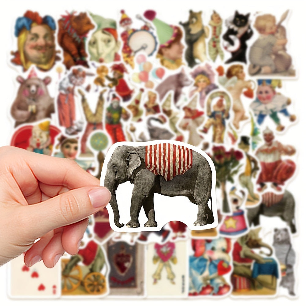 50pcs Circus Clown Car Luggage Water Cup Doodle Waterproof Stickers