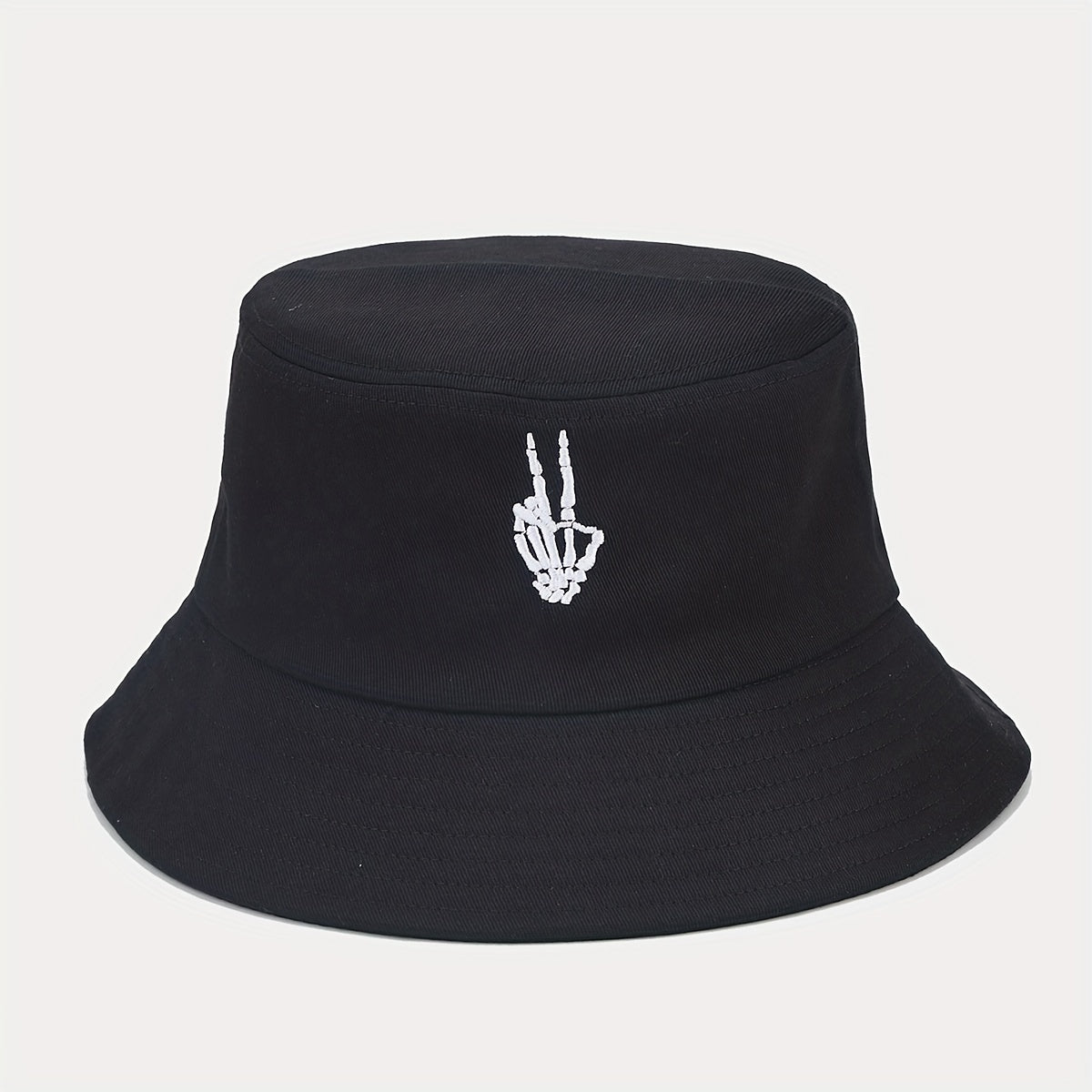 Skull Finger Embroidery Bucket Hat All-match Outdoor Sunshade Sunscreen Hat