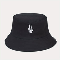 Skull Finger Embroidery Bucket Hat All-match Outdoor Sunshade Sunscreen Hat