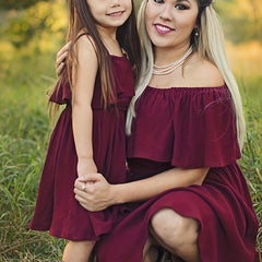 Stylish Ruffle Trim Cami Dress Parent Child Outfit