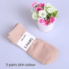 5 Pairs Thin Short Socks Breathable Anti-snag Women's Stockings