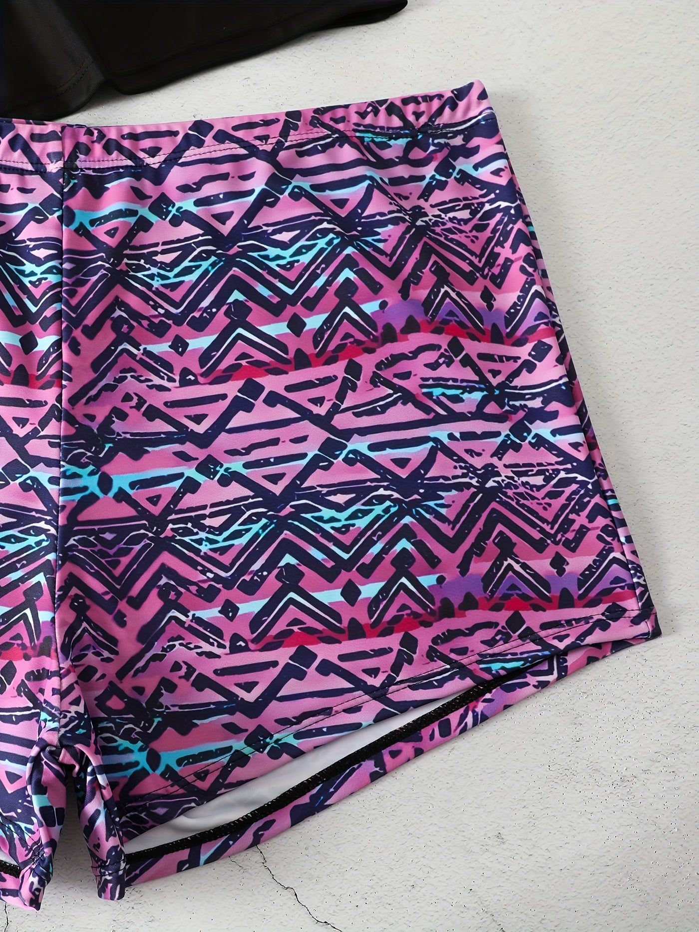 Geo Print Tankini Set & Shorts Swimsuit