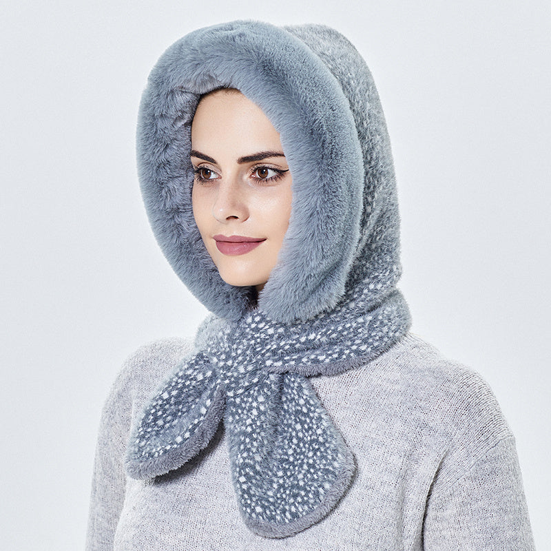 Plush Neck Warmer Snood Cap Hoodie Scarf Windproof Gift For Her