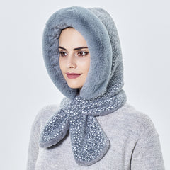 Plush Neck Warmer Snood Cap Hoodie Scarf Windproof Gift For Her