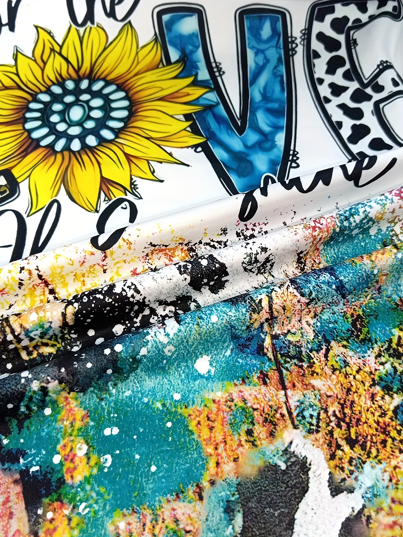 Sunflower & Cow Print Tee & Shorts Set