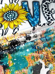 Sunflower & Cow Print Tee & Shorts Set