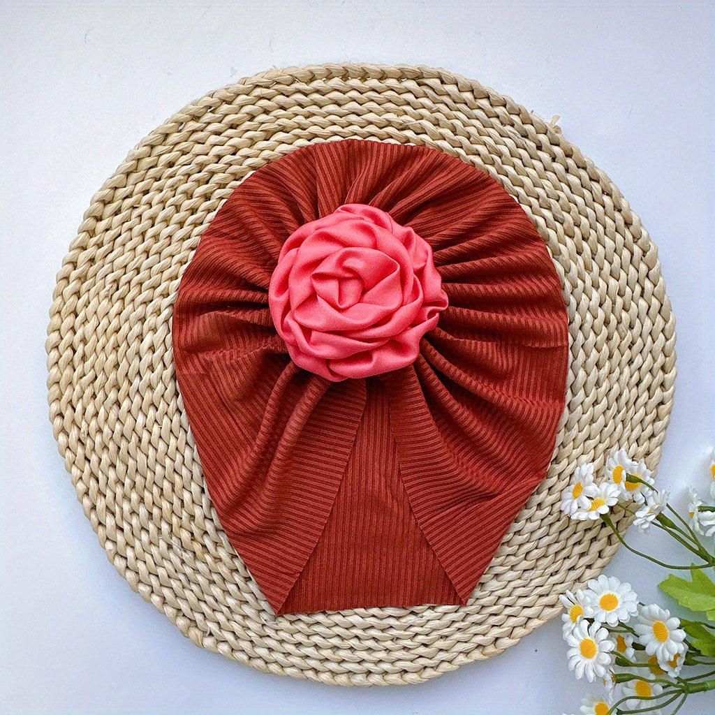 Soft Elastic Strip Flower Baby Hat For Girl