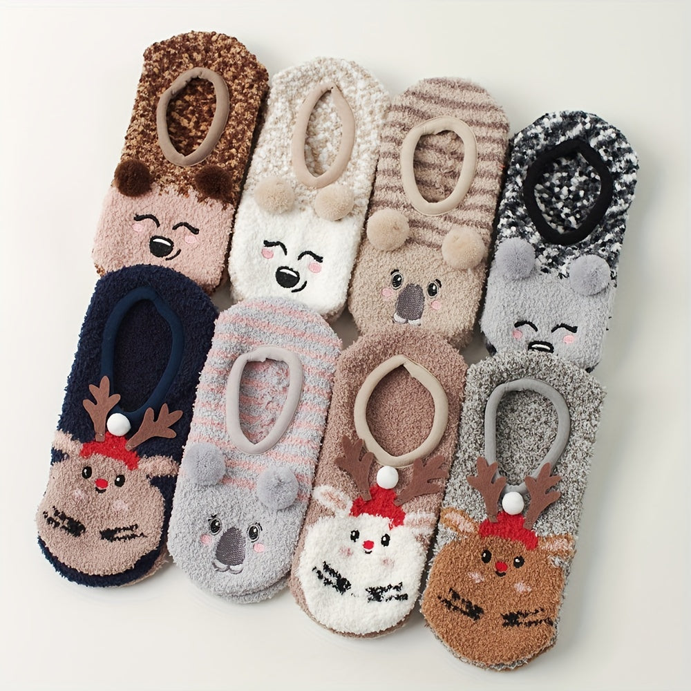 Cute Cartoon Print Fuzzy Socks for Women