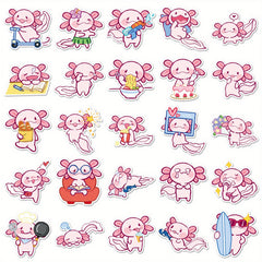 50pcs Pink Newt Animal Vinyl Stickers for Water Bottles Laptop