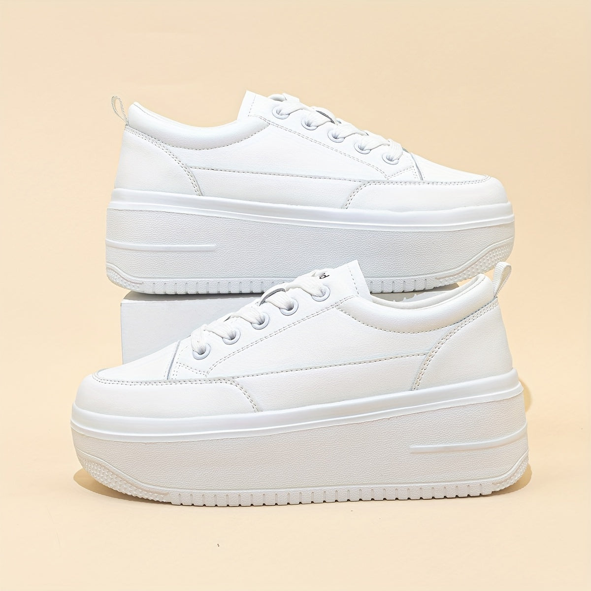 Women's Lace Up Thick Sole Skate Shoes Low Top Sneaker