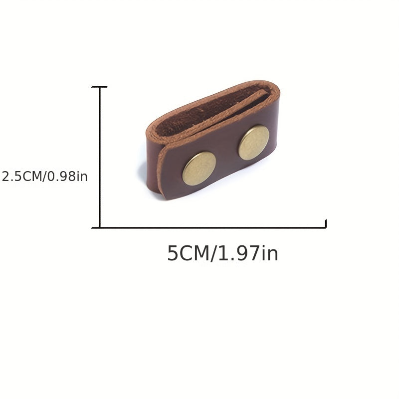 2pcs Cowhide Duty Belt Keepers with Double Snap Button