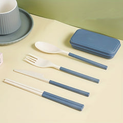 4pcs Reusable Utensils Set With Case for Camping, Picnic, Travel