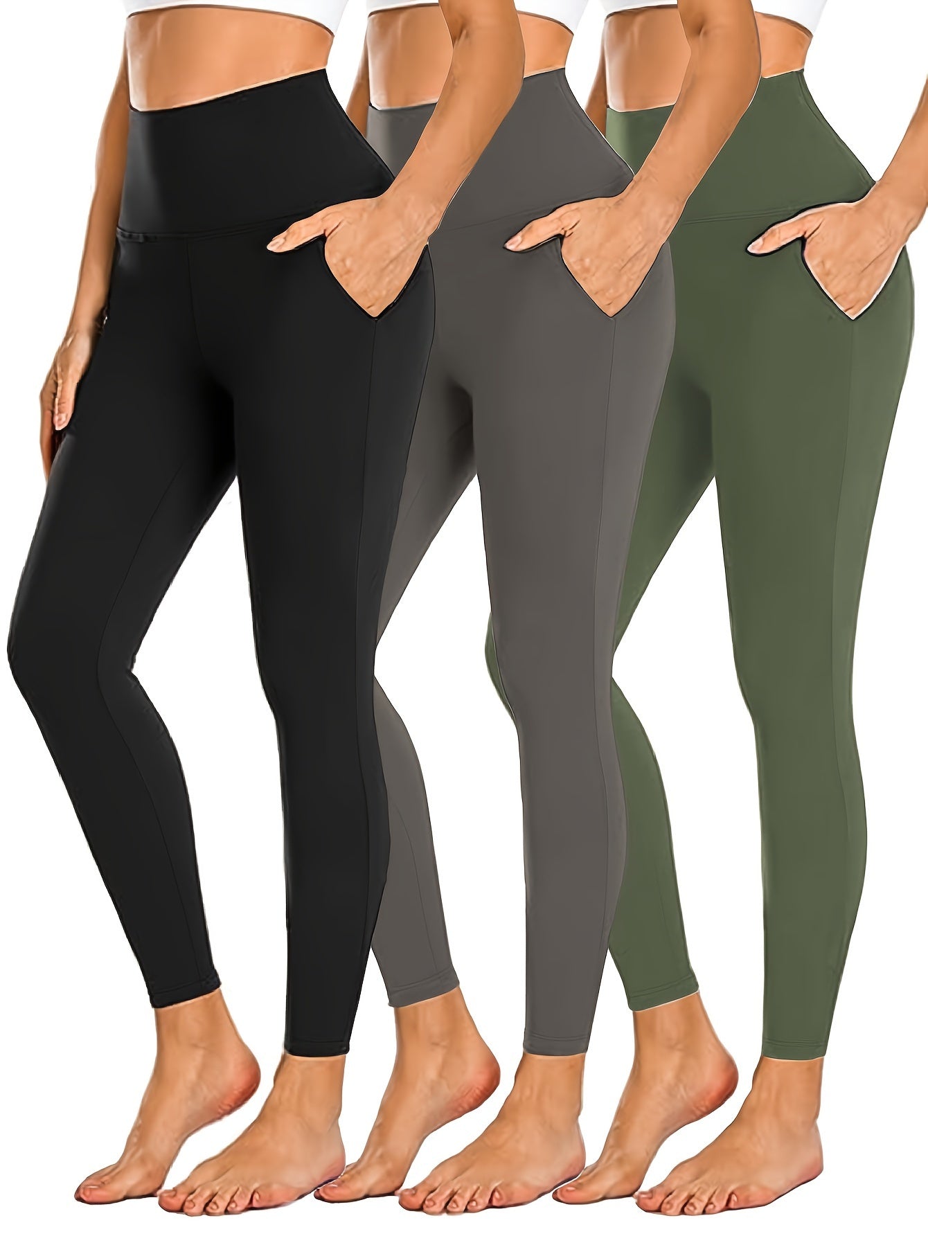 3 Pack Plus Size High Stretch Yoga Leggings Set