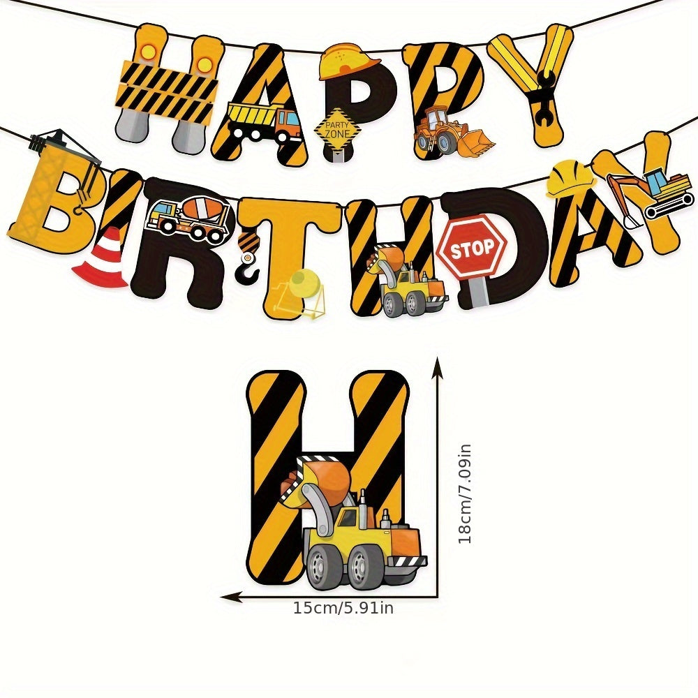 Car Birthday Theme Flag Balloon Set with Safety Hat