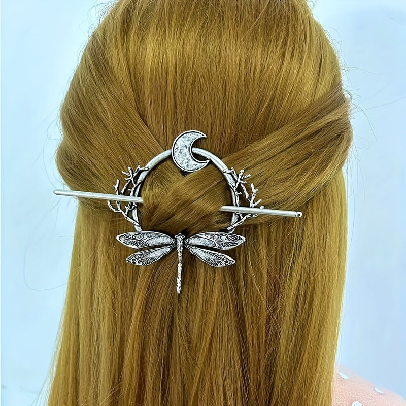 Vintage Witch Pagan Hairpin Dragon Crescent Moon Hairpin Magic Occult Hair Stick
