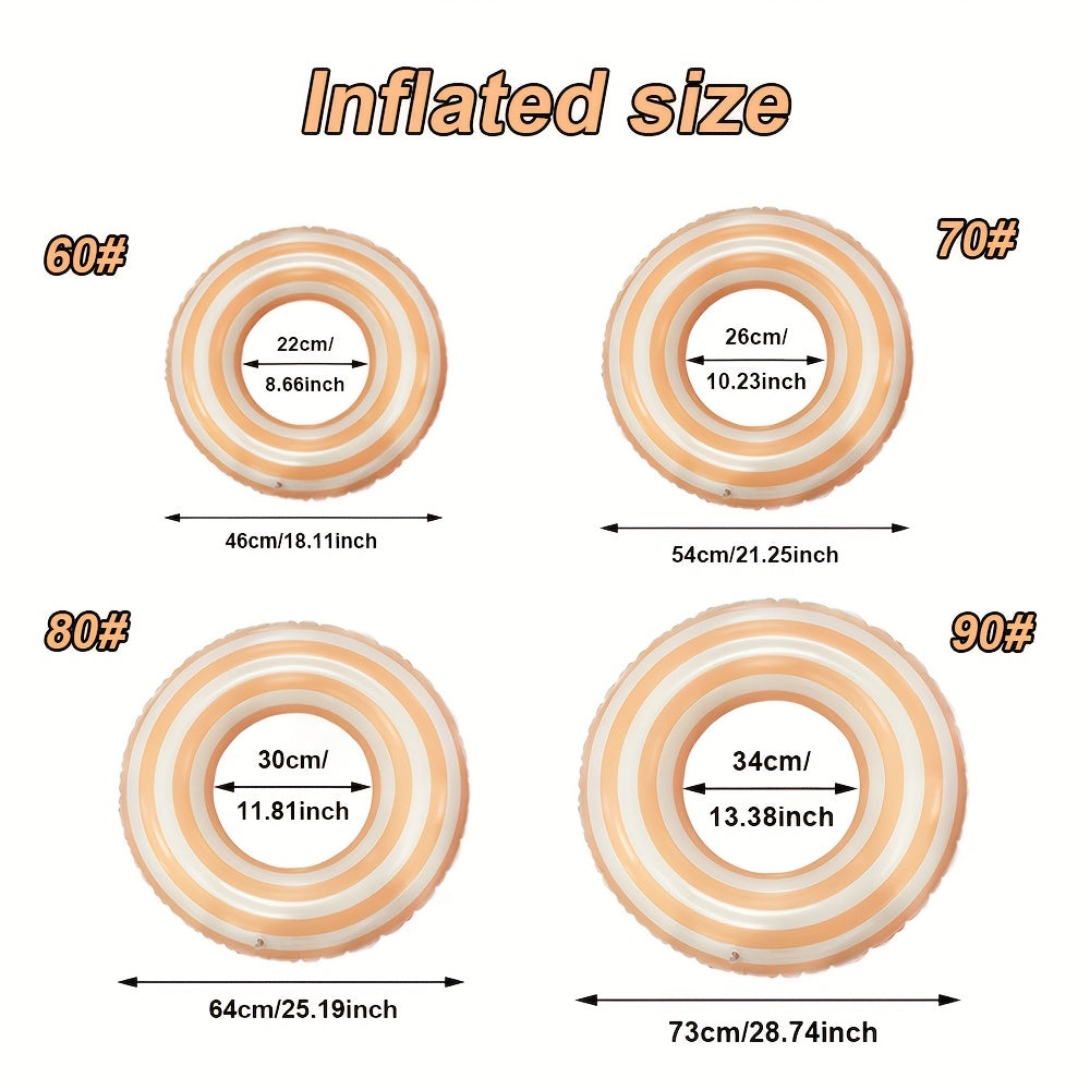 Striped Swim Ring for Adults & Kids - Durable PVC