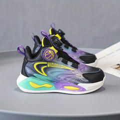 Boys' Basketball Shoes with Rotating Buckle Soft Sole