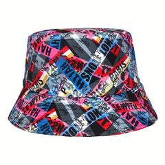 Street Hip Hop Print Bucket Hat Outdoor Sunscreen Wide Brim Cap