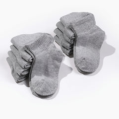 10 Pairs Unisex Gray Short Socks Low Cut Ankle Athletic for Boys and Girls