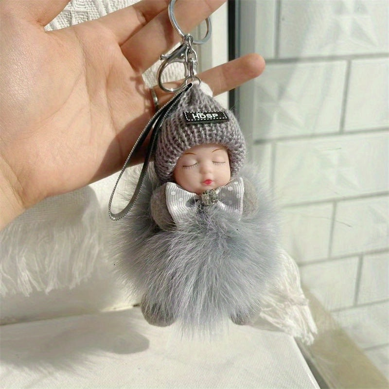 Faux Fur Fox Ball Doll Keychain Bag Accessory