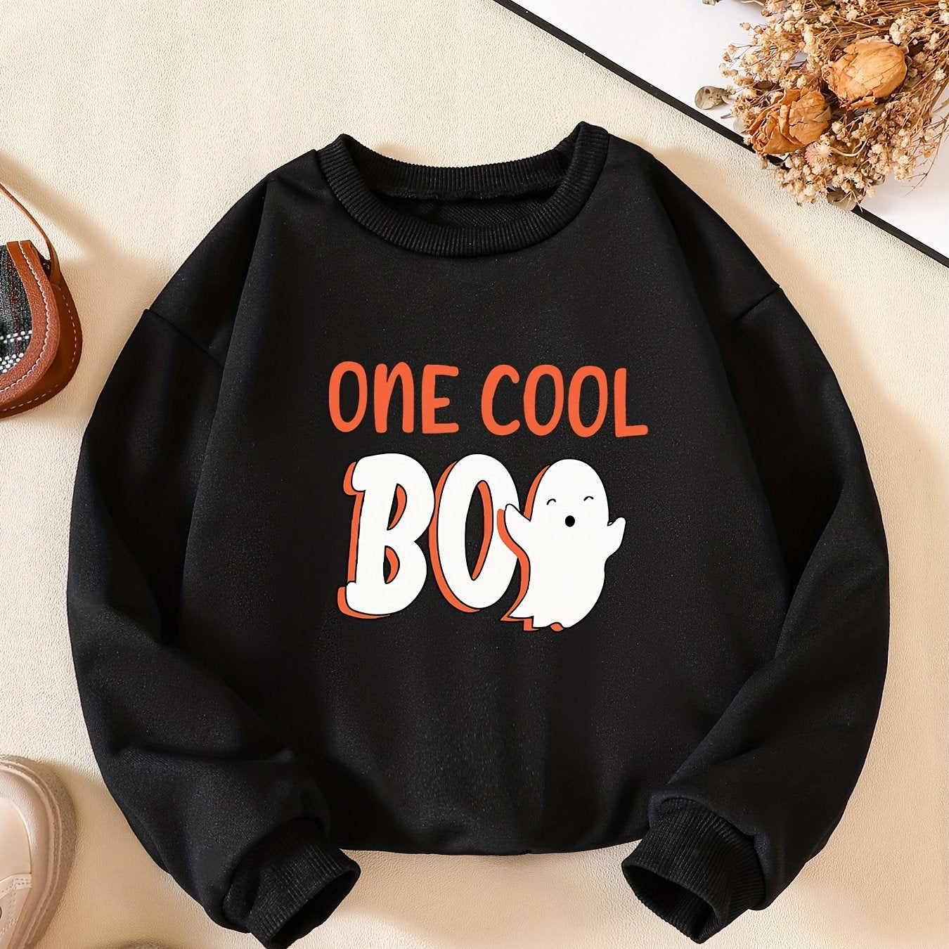 Boys ONE BOO Letter Print Sweatshirt