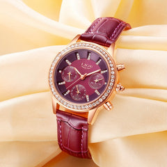 LIGE Women Watches Girl Quartz Watch Leather Ladies Dress Watches