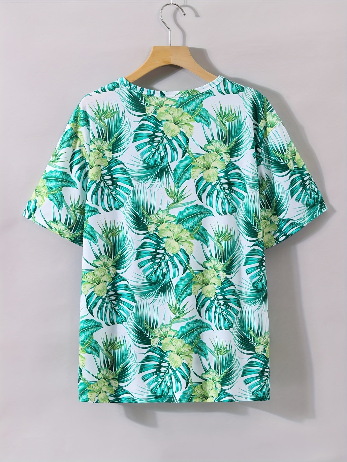 Hawaiian Tropical Leaf Print Tshirt Men's Top Short Sleeve