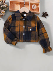 Plaid Shirt For Girls Button Down Collared Jacket