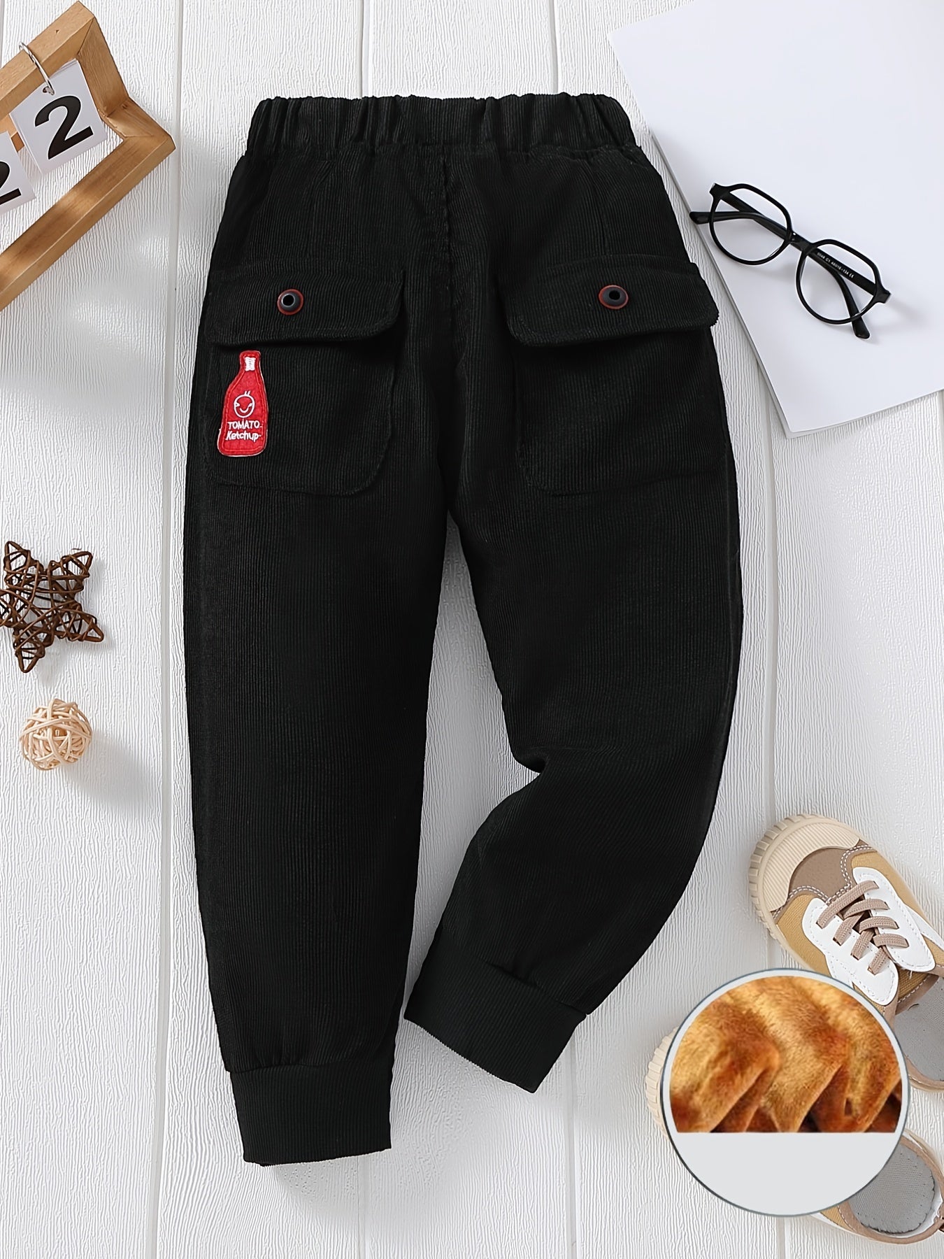 Boys Fleece Warm Winter Trousers Elastic Waist Pants