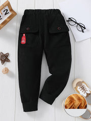 Boys Fleece Warm Winter Trousers Elastic Waist Pants