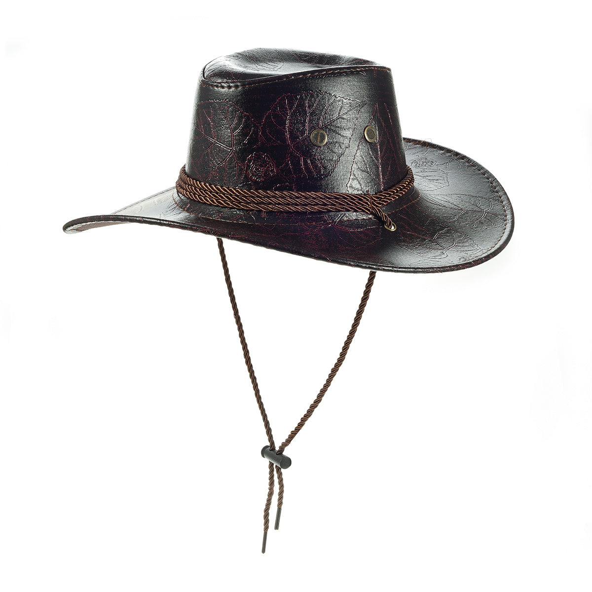 Men's Outdoor Western Print Leather Cowboy Hat