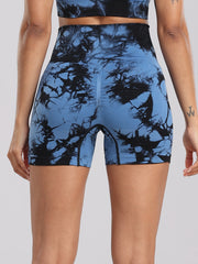 Tie Dye Gym Sports Shorts Women High Waist Running Workout Activewear